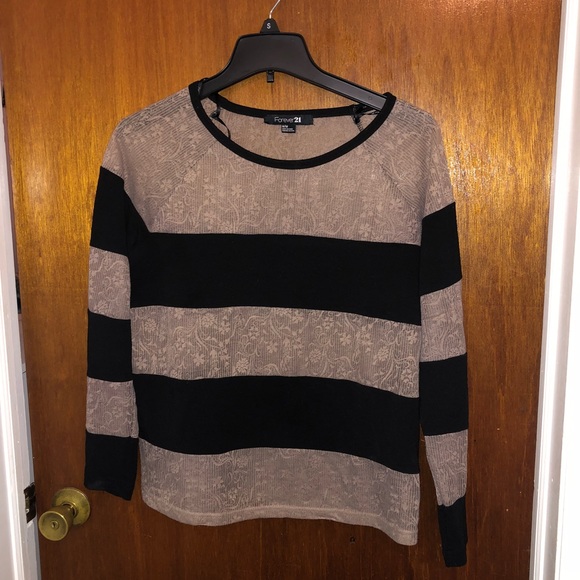 Forever 21 Tops - Lace striped blouse Forever 21 Tops - Lace striped blouse